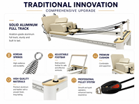 Reformer Pilates en Aluminium Qualité Commerciale pour Studio Fitness, Machine Professionnelle avec Logo Personnalisé Direct Usi
