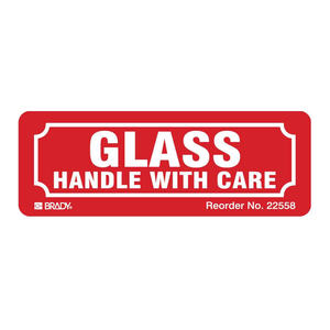 Brady Glass Handle with Care <b>Labels</b> Self-Adhesive Waterproof Caution Stickers for Laboratory <b>Shipping</b> - Product Image 1