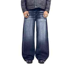 Jeans de Mezclilla Sólidos, Rectos, Oscuros, Casuales y Transpirables para Hombre, Venta al Por Mayor Directa de Fábrica, con Bordado, para Verano, Otoño e Invierno - Product Image 2