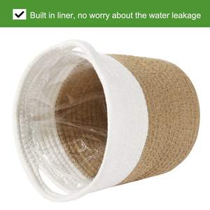 กระถางต้นไม้ผ้าฝ้ายทอพร้อมซับใน กระเช้าปลูกต้นไม้ในร่มสำหรับตกแต่งบ้าน กระถางดอกไม้ - Product Image 6