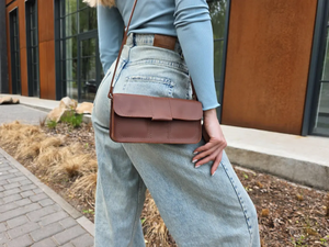 Handmade Brown Leather Shoulder Bag <b>Small</b> Crossbody <b>Purse</b> Personalized Minimalist Handbag for Women Birthday Gift for Her - Product Image 6