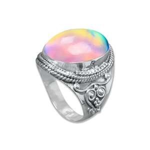 แหวนโอปอลออโรร่าสุดฮิตปี 2026 ทำมือจากเงินแท้ 925 ประดับแบบ Bezel Setting ขายส่งเครื่องประดับสำหรับสาวๆ สำหรับงานแต่งงาน - Product Image 5