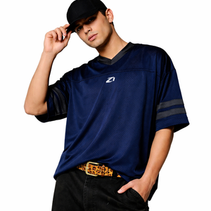 Camiseta deportiva de malla azul marino personalizada al por mayor, estilo oversize, para fútbol americano, unisex, servicio OEM, EE. UU. - Product Image 6