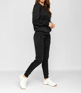 Survêtements en molleton streetwear coupe classique OEM/ODM de haute qualité pour femme, ensemble décontracté 2 pièces uni vintage pour l'hiver - Product Image 2