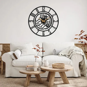 Creative Islamic <b>Silent</b> Quartz <b>Wall</b> <b>Clock</b> with Calendars and Radio Single Face Iron Design Luxury Home Decor for Living Room - Product Image 2
