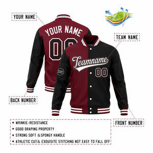 Chaqueta Varsity Reversible para Hombre SINEWY SPORTS, Color Granate y Negro, con Estampado de Letras, Nombre y Número Personalizados, Estilo Deportivo, Cuello Camisero - Product Image 5
