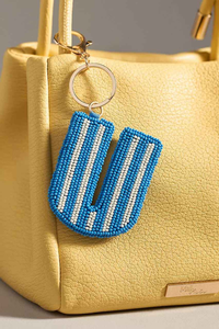 Porte-clés lettre T en perles de rocaille à carreaux verts, fait main, haute qualité, écologique, bijou de mariage classique, breloque de sac brodée - Product Image 4