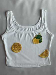 T-shirt classique ample et décontracté en tricot respirant à col rond avec diamants, paillettes et perles en coton épais - Product Image 3