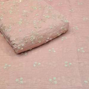 Tissu combiné en soie pure Mul Chanderi indienne de qualité supérieure, brodé, pour collection de vêtements traditionnels, disponible à bon prix - Product Image 2