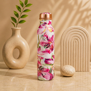 ขวดน้ำทองแดงลายสีเทาทันสมัยพร้อมฝาทองแดงแบบพกพาสำหรับเดินทาง - Product Image 3