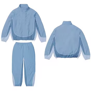 Survêtement vintage à fermeture éclair pour homme avec logo personnalisé, deux pièces, sublimation, coupe-vent, short en nylon - Product Image 5
