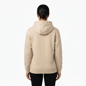 Sudadera con Capucha Beige para Mujer, de Felpa, con Bolsillo Canguro, Estilo Casual, Urbano, con Logotipo Personalizado - Product Image 2