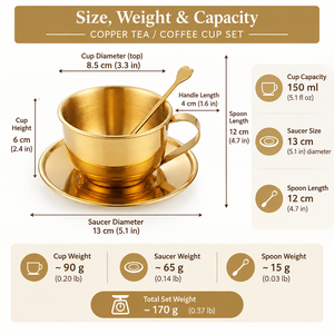 Ensemble de tasses à thé en cuivre de luxe avec soucoupe en laiton et cuillère en forme de cœur, mug à expresso pour cadeaux de mariage, vente en gros - Product Image 5