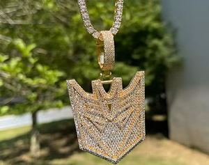 CONCEPTION Colgante Unisex de Moissanita con Diseño de Escudo, Plata 925 Bañada en Oro de 14K, Certificado GRA, Estilo Hiphop, para Uso Diario - Product Image 5