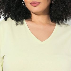 Camiseta para mujer talla grande, diseño personalizado, 100% algodón, color liso, último diseño informal, alta demanda, precio económico, camisetas para mujer - Product Image 1