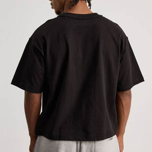 T-shirts décontractés pour hommes style jersey, impression numérique personnalisée, 220 GSM, coupe ample et carrée, en coton noir vierge, écologiques - Product Image 2