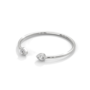 White Gold Open <b>Bracelet</b> Pear Cut Halo Bangle Slim Link Jewelry for Gift and Daily Wear - Product Image 2