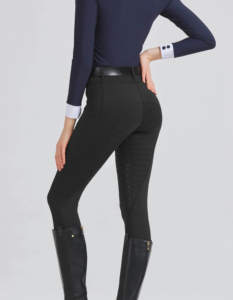 Culotte d'équitation unisexe en jean léger, taille mi-haute, fermeture éclair, coupe slim extensible, antidérapante - Product Image 3