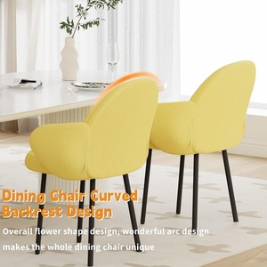 <span class=keywords><strong>Sedie</strong></span> da Pranzo Imbottite Gialle in Stile Mid-Century Moderno con Braccioli e Gambe in Metallo per <span class=keywords><strong>Cucina</strong></span>, Sala da Pranzo, Camera da Letto - Product Image 2
