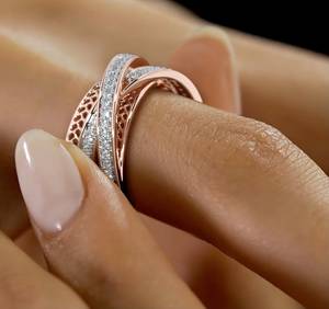 Anillo de Compromiso Ajustable de Plata de Ley 925 con Diamante, Chapado en Oro Rosa, Estilo Minimalista, Joyería para Mujer - Product Image 1
