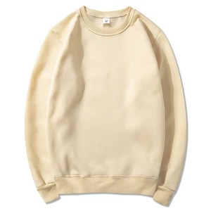 <b>Pink</b> Crew Neck Pullover <b>Sweatshirt</b> Unisex Regular Fit Solid Color Knitted 100% Cotton Casual Autumn Wear - Product Image 5