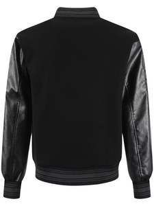 Customized High Quality 100% Cotton Embroidered Varsity <b>Jacket</b> <b>Men's</b> Black PU Leather Sleeve Casual Zipper Front Regular Fit OEM - Product Image 6