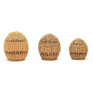 Elegante decoración de mesa con huevos de Pascua de ratán, tejidos a mano con fibra natural, huevos de alta calidad. - Product Image 2