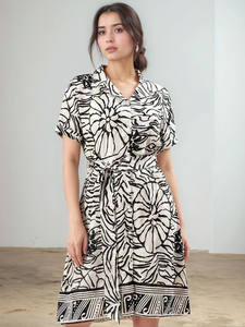 NOUVEAU Robe Midi Personnalisée de Qualité Supérieure pour Femmes, Écologique, Naturelle, Élégante, Décoration en Dentelle, Fabricant de Vêtements, FABRIQUÉ en Inde - Product Image 3