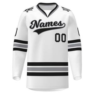 Maillot de hockey sur glace unisexe personnalisé de haute qualité, manches longues, respirant, séchage rapide, col en V, uniformes d'entraînement, logo personnalisé, sublimation - Product Image 1