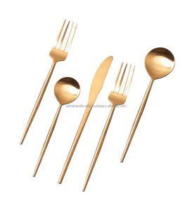 Utensilios de cocina para el hogar, juego de cubiertos de acero inoxidable chapado en oro rosa mate, color dorado brillante para restaurante - Product Image 6
