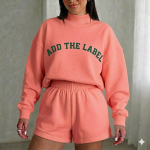 Conjunto de Top y Shorts de Cuello Alto para Mujer, Diseño Sólido para una Presentación Impecable, Estructura de Dos Piezas Coordinada, Ecológico - Product Image 1