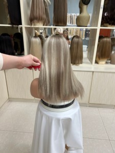 Peluca judía kosher de cabello virgen chino con encaje frontal, cobertura discreta HD, tallas pequeñas y grandes - Product Image 5