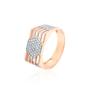 Anillo de Oro Rosa de 18 Quilates para Hombre con Diamantes CZ, Peso 5.050 Gramos, Joyería Esencial para Hombre para Comercio Internacional y Revendedores - Product Image 2