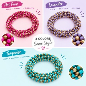ชุดสร้อยข้อมือลูกปัดสีชมพูและชุบทองสไตล์โบโฮเครื่องประดับยืดได้เครื่องประดับแฟชั่นสำหรับทุกเพศ - Product Image 4