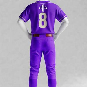 Uniforme de Béisbol Premium para Hombre, Cierre de Botones, Manga Corta, Logotipo Blanco, Material de Alta Calidad, Corte Regular, Cuello Redondo - Product Image 3