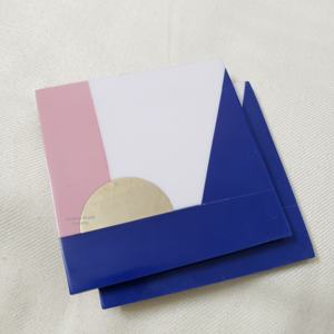 ที่รองแก้วทำจากเรซินฝังทองเหลืองหรูหราสีกรมท่าขายดีของขวัญแต่งงานตามสั่ง-เสื่อและแผ่นรองจากธรรมชาติ - Product Image 1