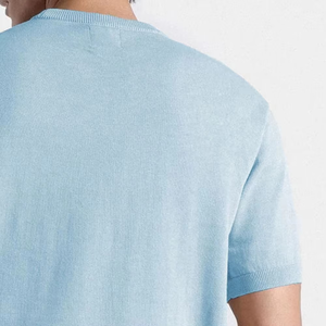 T-shirt tricoté bleu ciel pour homme à prix abordable – Décontracté, doux, léger, respirant, col rond, manches courtes, tendance estivale - Product Image 4