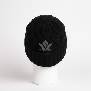 Gorro de Punto Negro Sparkwell Industry, Unisex, para Adultos, Estilo Casual, Color Sólido, 100% Acrílico, Hecho a Mano, 56-58CM - Product Image 3