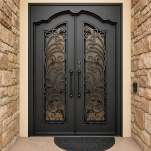 Porte d'entrée en fer forgé de luxe : Transformez votre entrée avec un design artisanal personnalisé et une durabilité exceptionnelle - Product Image 3