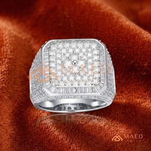 Hip Hop Bling Square Signet <b>Ring</b> Silver High Quality Baguette & Round Cut Zircon Micro Pave <b>Statement</b> <b>Rings</b> Mens Fine Jewellery - Product Image 2