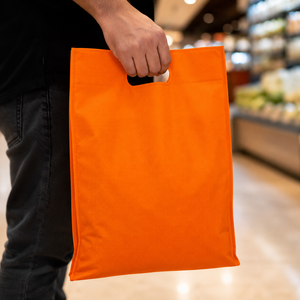 Bolsa de Compras Reutilizable de Tela No Tejida, Corte en D, Color Naranja Premium, Resistente, para Promociones Comerciales - Product Image 5
