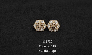 Pendientes de Aro Kundan 11737, Pendientes Chapados en Mehandi, Pendientes Étnicos de Latón con Forma de Flor, Joyería Estilo Kundan para Mujer, Regalo para Fiesta - Product Image 5