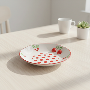 Plato Lateral de Porcelana Fina de Primera Calidad 3460985A-20, Nuevo, con Estampado de Flor de Poinsettia y Puntos - Product Image 2