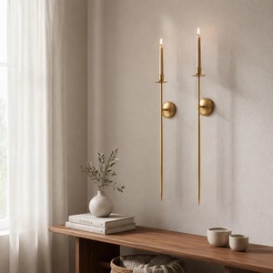Applique murale moderne en métal, porte-bougie de luxe, nouveau design minimaliste, chandelier à longue tige pour bougie conique, pour hôtel, restaurant, décoration murale - Product Image 6