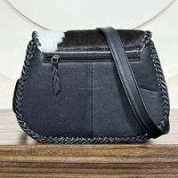 Tas Selempang Kulit Sapi Asli Vintage Baru dengan Hiasan Stud, Gaya Turquoise Concho, Kapasitas Besar untuk Wanita