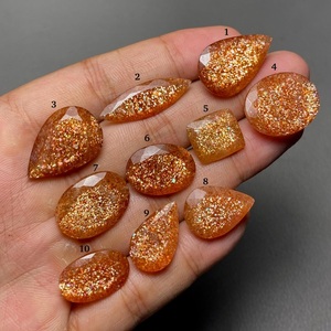 Pierre précieuse naturelle de haute qualité en pierre de soleil orange, taille ovale/poire, pour la fabrication de bijoux, vente en gros - Product Image 2