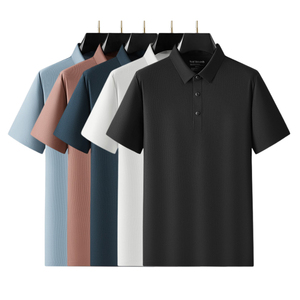 เสื้อโปโลแขนสั้นผู้ชาย สีพื้น ทรงปกติ ดีไซน์ลำลอง ผ้าถัก สีน้ำเงิน - Product Image 6