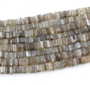 Cuentas de piedra lunar gris lisas en forma de Heishi a precio mayorista, cuentas de piedra lunar gris de calidad gemológica, tira completa de 16 pulgadas, precio por tira - Product Image 2