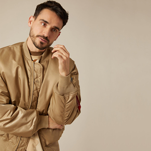 Blouson bomber beige pour homme, col rabattu, fermeture éclair, coupe décontractée, coupe-vent, polyester, pour l'automne, coupe classique, couleur unie - Product Image 5