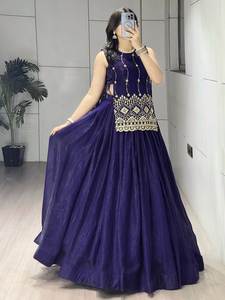 Ensemble de graduation élégant Koti Lehenga Choli avec travail de perles à l'avant et à l'arrière, style vintage uni, séchage rapide - Product Image 3